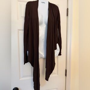 Grace Elements Brown Open Front Waterfall Cardigan Size Small Lightweight